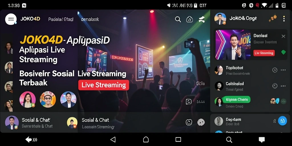 Antarmuka JOKO4D menampilkan pengalaman Live Streaming yang interaktif.