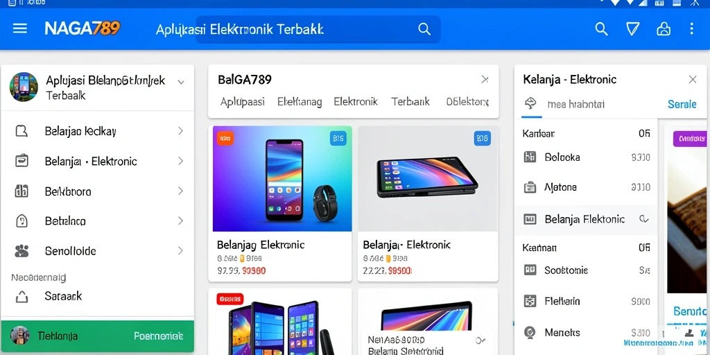 Tampilan antarmuka aplikasi NAGA789 dengan fitur belanja elektronik.